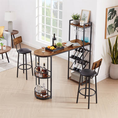 17 Stories Hedgerow Bar Table and Stool set with 2 bar stools 8